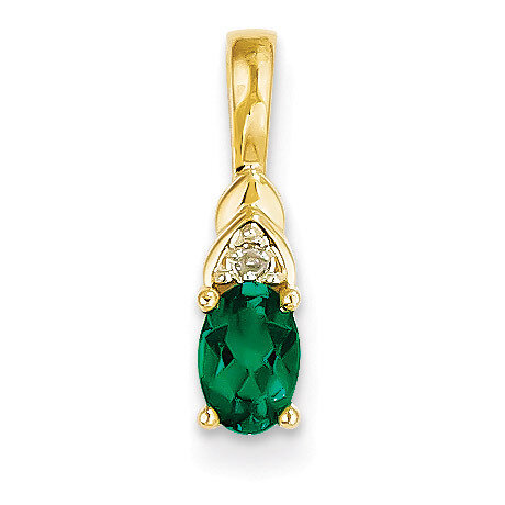 Diamond & Genuine Emerald Pendant 14k Gold XBS278