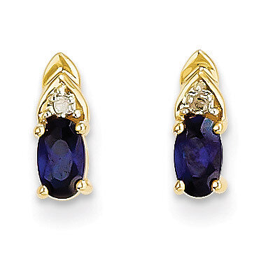 Diamond & Genuine Sapphire Earrings 14k Gold XBS287