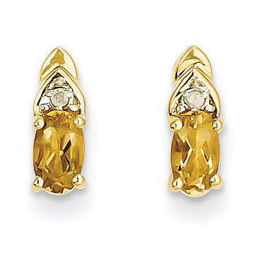 Diamond & Citrine Earrings 14k Gold XBS289