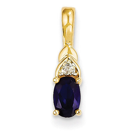 Diamond & Genuine Sapphire Pendant 14k Gold XBS292
