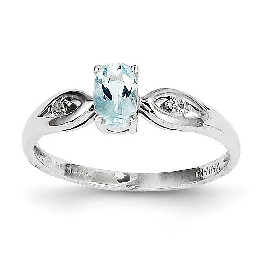 Aquamarine Diamond Ring 14k White Gold Genuine XBS302, MPN: XBS302, 883957556727