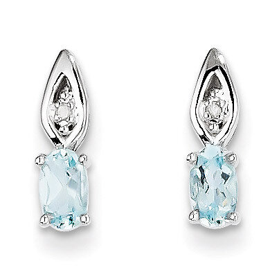 Aquamarine Diamond Earring 14k White Gold Genuine XBS307