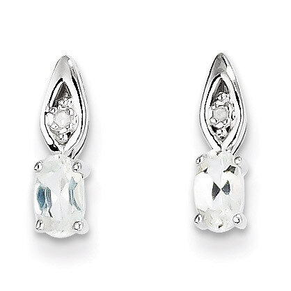White Topaz Diamond Earring 14k White Gold Genuine XBS308