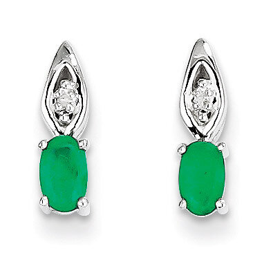 Emerald Diamond Earring 14k White Gold Genuine XBS309, MPN: XBS309, 883957574950