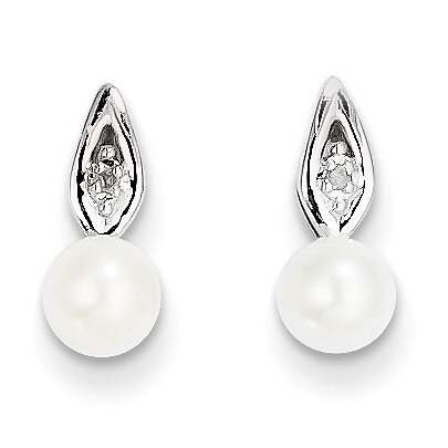 Cultured Pearl Diamond Earring 14k White Gold Genuine XBS310, MPN: XBS310, 883957569062