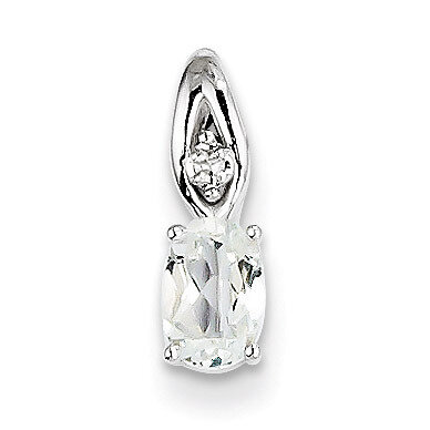 White Topaz Diamond Pendant 14k White Gold Genuine XBS313, MPN: XBS313, 883957570716