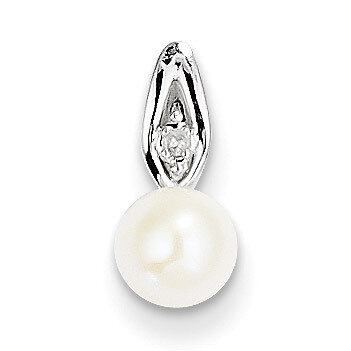 Cultured Pearl Diamond Pendant 14k White Gold Genuine XBS315