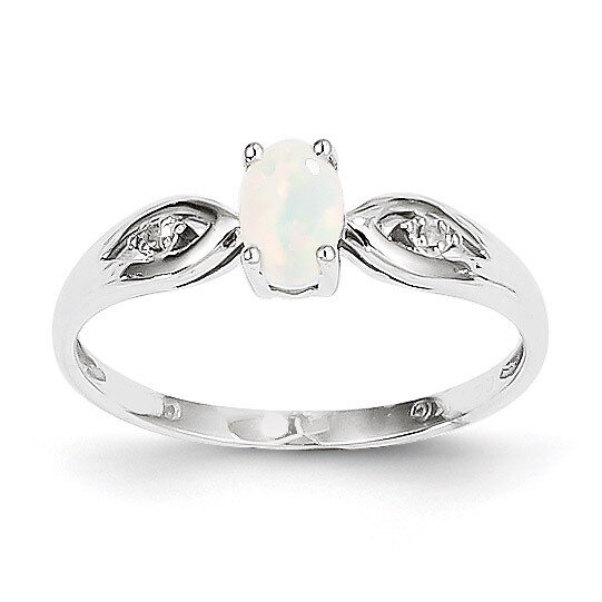 Opal Diamond Ring 14k White Gold Genuine XBS319
