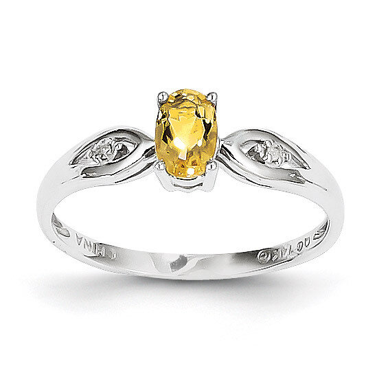 Citrine Diamond Ring 14k White Gold Genuine XBS320