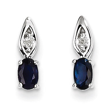 Sapphire Diamond Earring 14k White Gold Genuine XBS323