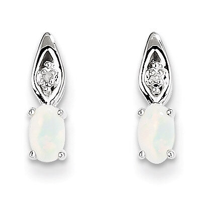 Opal Diamond Earring 14k White Gold Genuine XBS324