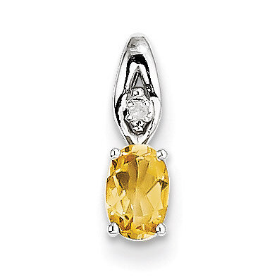 Citrine Diamond Pendant 14k White Gold Genuine XBS330