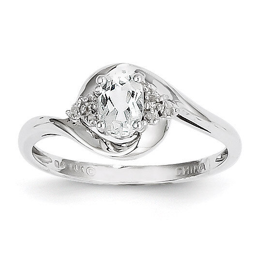 White Topaz Diamond Ring 14k White Gold Genuine XBS375, MPN: XBS375, 883957413785