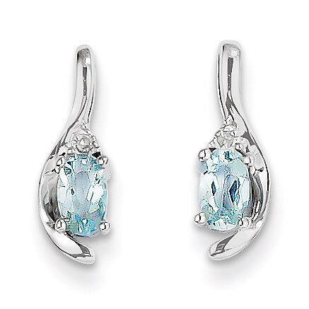 Aquamarine Diamond Earring 14k White Gold Genuine XBS379