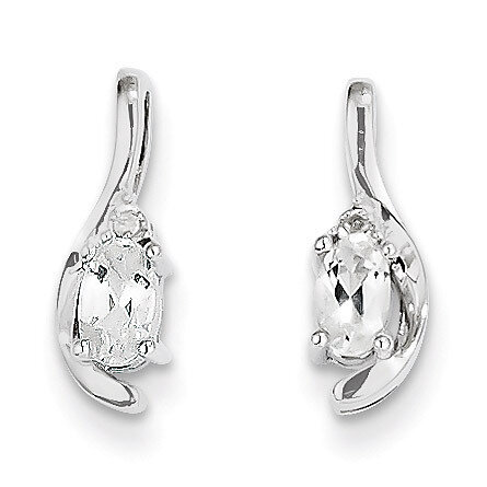 White Topaz Diamond Earring 14k White Gold Genuine XBS380, MPN: XBS380, 883957444949