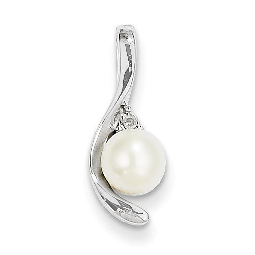 Cultured Pearl Diamond Pendant 14k White Gold Genuine XBS387