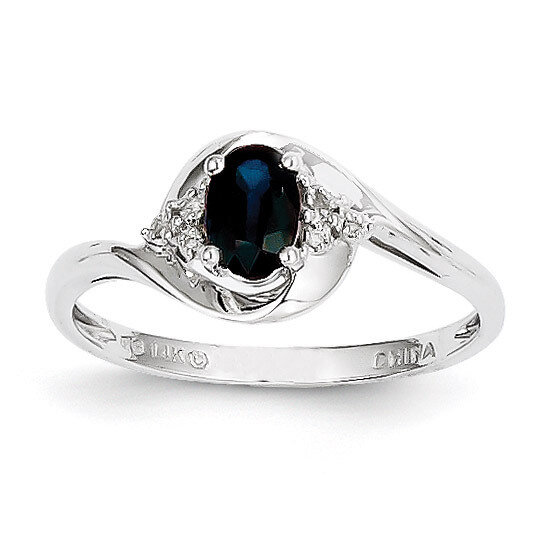 Sapphire Diamond Ring 14k White Gold Genuine XBS390