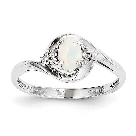 Opal Diamond Ring 14k White Gold Genuine XBS391