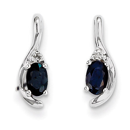 Sapphire Diamond Earring 14k White Gold Genuine XBS395