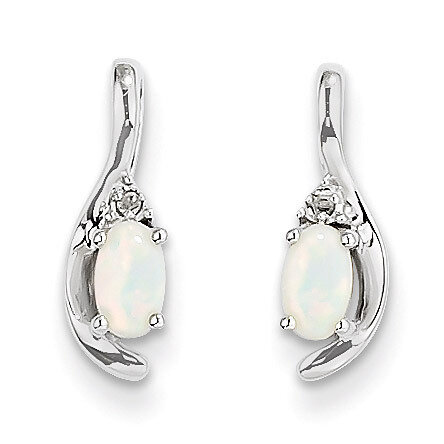 Opal Diamond Earring 14k White Gold Genuine XBS396
