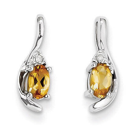 Citrine Diamond Earring 14k White Gold Genuine XBS397, MPN: XBS397, 883957444970