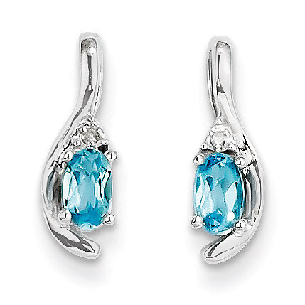 Blue Topaz Diamond Earring 14k White Gold Genuine XBS398, MPN: XBS398, 883957374406