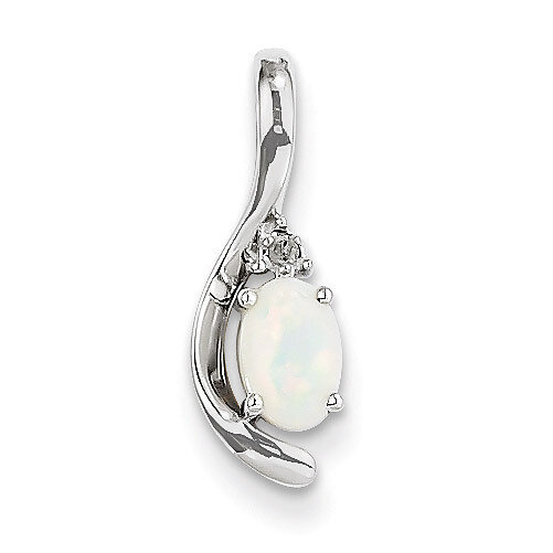Opal Diamond Pendant 14k White Gold Genuine XBS401