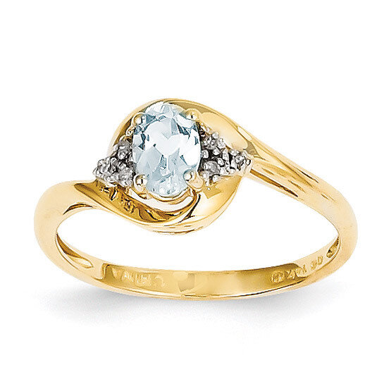 Diamond & Aquamarine Ring 14k Gold XBS410