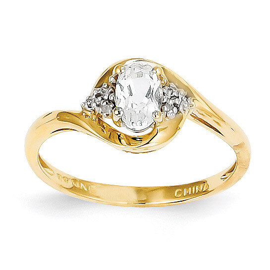 Diamond & White Topaz Ring 14k Gold XBS411