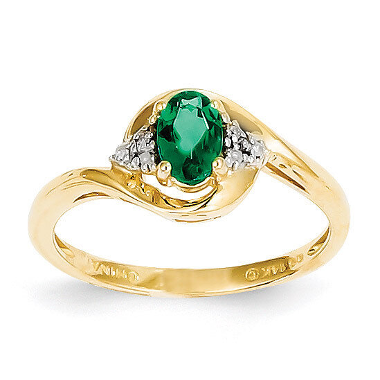 Diamond & Genuine Emerald Ring 14k Gold XBS412