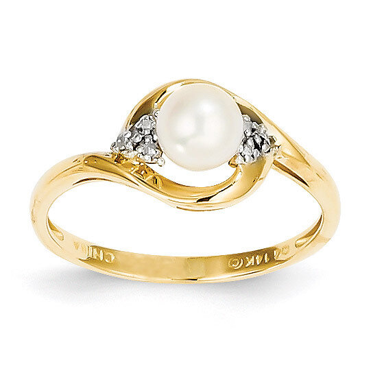 Diamond & Cultured Pearl Ring 14k Gold XBS413