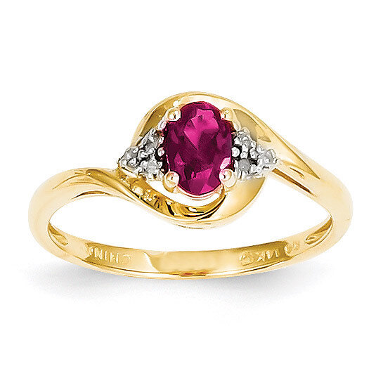 Diamond & Genuine Ruby Ring 14k Gold XBS414