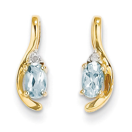 Diamond & Aquamarine Earrings 14k Gold XBS415
