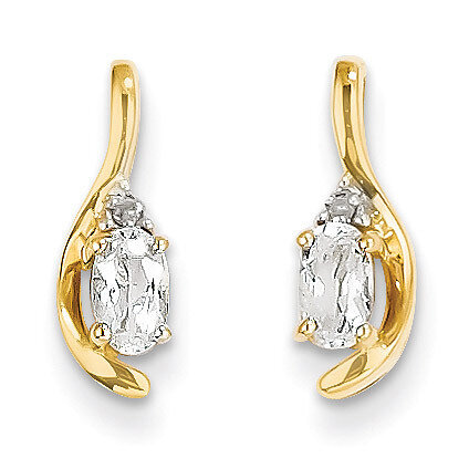 Diamond & White Topaz Earrings 14k Gold XBS416