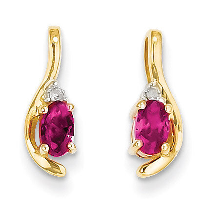 Diamond & Genuine Ruby Earrings 14k Gold XBS419