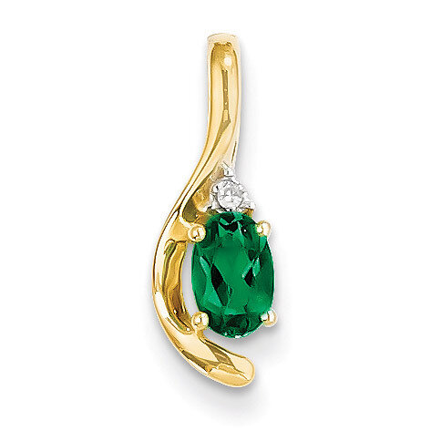 Diamond & Genuine Emerald Pendant 14k Gold XBS422