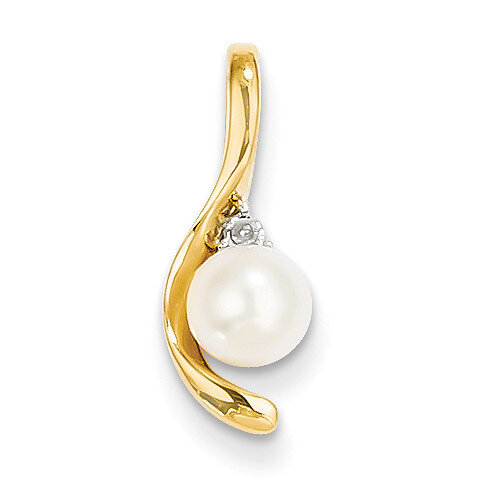 Diamond & Cultured Pearl Pendant 14k Gold XBS423