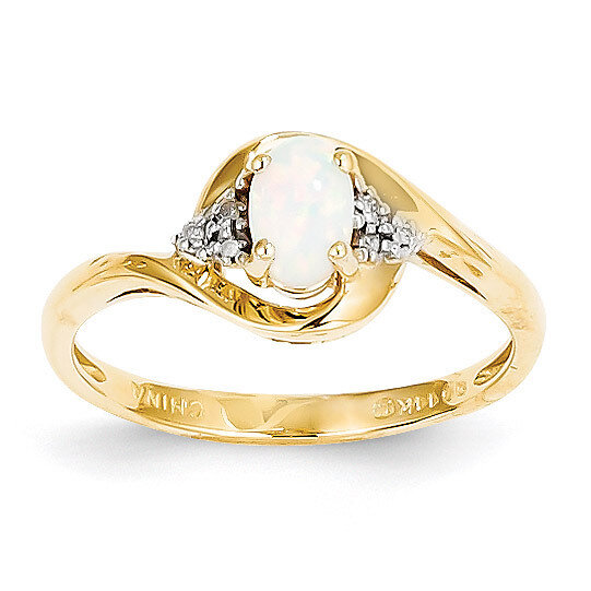 Diamond & Genuine Opal Ring 14k Gold XBS427