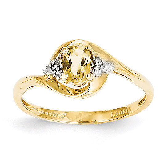 Diamond & Citrine Ring 14k Gold XBS428