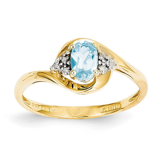 Diamond & Blue Topaz Ring 14k Gold XBS429