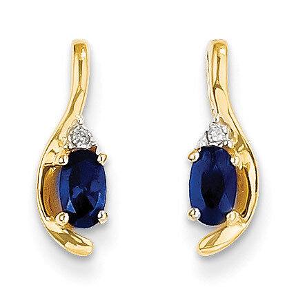 Diamond & Genuine Sapphire Earrings 14k Gold XBS431