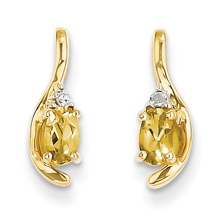 Diamond &amp; Citrine Earrings 14k Gold XBS433