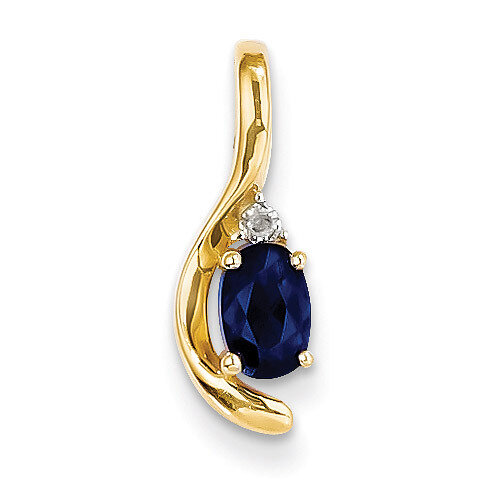 Diamond &amp; Genuine Sapphire Pendant 14k Gold XBS436