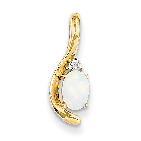 Diamond &amp; Genuine Opal Pendant 14k Gold XBS437