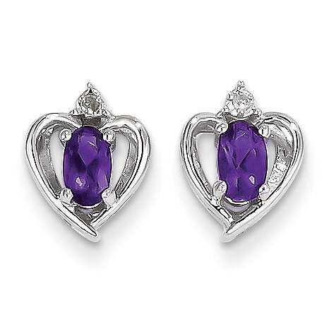 Amethyst Diamond Earring 14k White Gold Genuine XBS443, MPN: XBS443, 883957413891