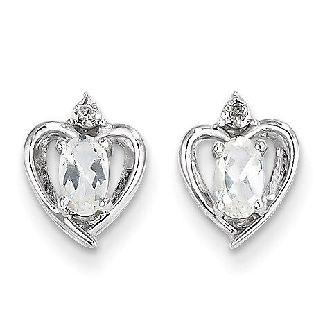 White Topaz Diamond Earring 14k White Gold Genuine XBS452, MPN: XBS452, 883957469638