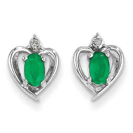 Emerald Diamond Earring 14k White Gold Genuine XBS453