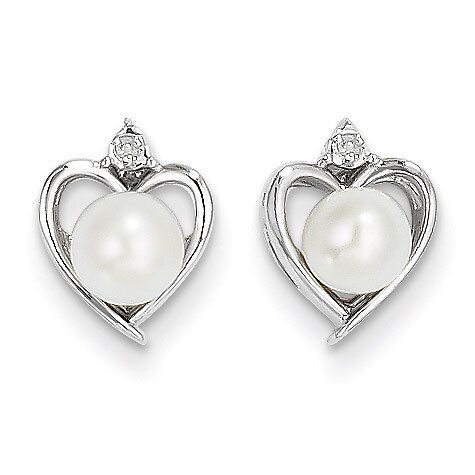 Cultured Pearl Diamond Earring 14k White Gold Genuine XBS454, MPN: XBS454, 883957374673