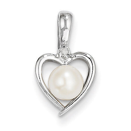 Cultured Pearl Diamond Pendant 14k White Gold Genuine XBS459