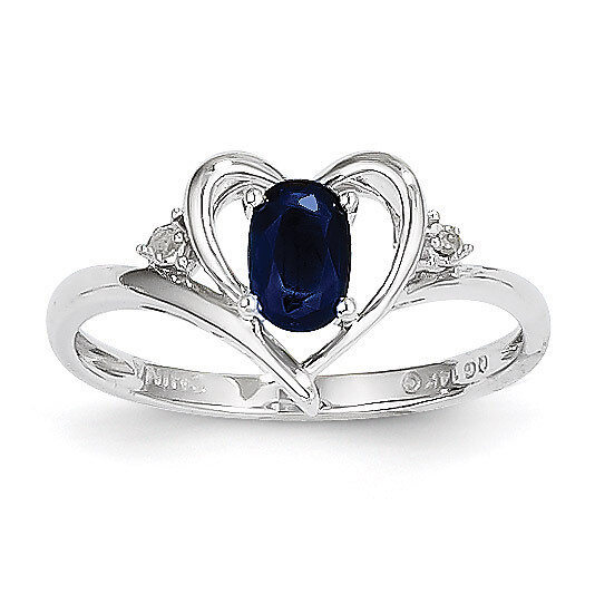 Sapphire Diamond Ring 14k White Gold Genuine XBS462